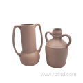 Double handle ceramic vase Sandy finish